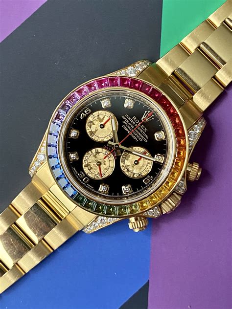 rolex rainbow daytona gold|rolex rainbow 2021 price.